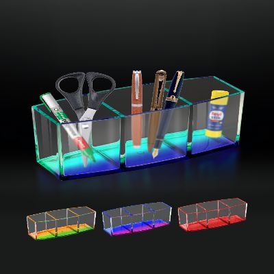 Acrylic 3 compartment medical instrument holder